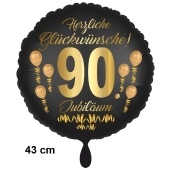 Luftballon aus Folie zum 90. Jahrestag und Jubiläum, 43 cm, schwarz, Satin,  inklusive Helium