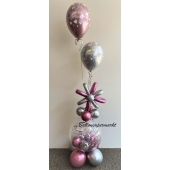 Aqua-Ballon mit Konfetti Ballon und Blume ( auch als Geldgeschenk )