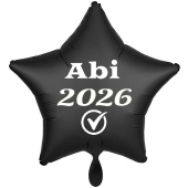 Luftballon Stern Abi 2026, schwarz-weiß, mit Helium Ballongas