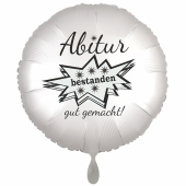 Abitur bestanden - gut gemacht! Weißer Luftballon 45 cm rund