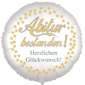 Abitur bestanden! Herzlichen Glückwunsch! Weißer Luftballon 45 cm rund