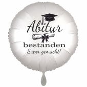 Abitur bestanden - Super gemacht! Weißer Luftballon 45 cm rund