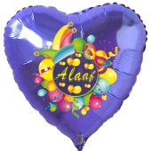 Alaaf, Luftballon aus Folie, Folienballon mit Ballongas, Herzballon blau zu Karneval