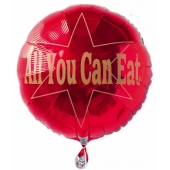 All you can eat, Rund-Luftballon aus Folie mit Helium Ballongas