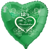 Grüner Herzluftballon aus Folie, Alles Gute zur Petersilienhochzeit