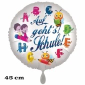 Luftballon aus Folie, 45 cm, inklusive Helium, Satin de Luxe, weiß zur Ein schulung: Auf geht's! Schule!