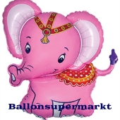 Großer Baby Elefant, pink, Luftballon aus Folie mit Ballongas