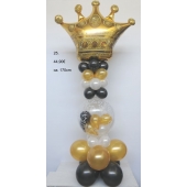 Wunderschöne Luftballon-Deko mit Krone in Gold-Weiß-Schwarz