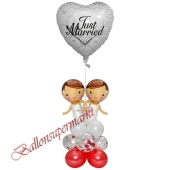 Stilvolle Ballondeko, Just Married Hochzeitspaar Frauen