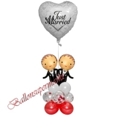 Stilvolle Ballondeko, Just Married Hochzeitspaar Männer