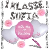 Dekorations-Set Alles Gute zur Einschulung, Rosa, mit Name, 11 Teile