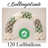 Ballongirlande Vintage: White Sand, Eukalyptus, Stone
