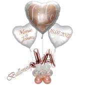 Individuelle Ballondeko, Alles Liebe zur Hochzeit mit den Namen der Brautleute und Hochzeitsdatum, Dekobeispiel