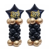 Ballondeko zu Silvester in Schwarz-Gold Happy New Year