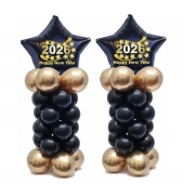 Ballondeko zu Silvester in Schwarz-Gold Happy New Year