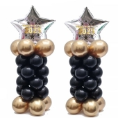 Ballondeko zu Silvester in Schwarz-Gold-Silber