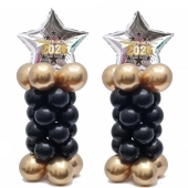 Ballondeko zu Silvester in Schwarz-Gold-Silber