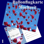 Ballonflugkarte Hochzeit - Herzluftballons Folie - 1 Stück