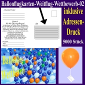 Ballonflugkarten für den Ballonflug-Wettbewerb mit Adressendruck, 5000 Stück