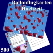 Ballonflugkarte Hochzeit - Herzluftballons Folie - 500 Stück