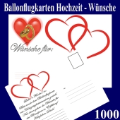 Ballonflugkarten Hochzeit Wünsche für das Brautpaar, Postkarten, Luftballons steigen lassen, 1000-Stück