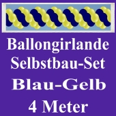 Girlande aus Luftballons, Ballongirlande Selbstbau-Set, Blau-Gelb, 4 Meter