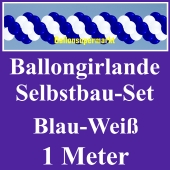 Girlande aus Luftballons, Ballongirlande Selbstbau-Set, Blau-Weiß, 1 Meter