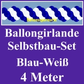 Girlande aus Luftballons, Ballongirlande Selbstbau-Set, Blau-Weiß, 4 Meter