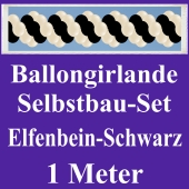 Girlande aus Luftballons, Ballongirlande Selbstbau-Set, Elfenbein-Schwarz, 1 Meter