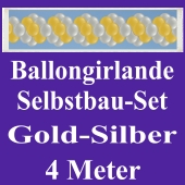 Girlande aus Luftballons, Ballongirlande Selbstbau-Set, Gold-Silber, 4 Meter