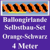 Girlande aus Luftballons, Ballongirlande Selbstbau-Set, Orange-Schwarz, 4 Meter