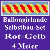 Girlande aus Luftballons, Ballongirlande Selbstbau-Set, Rot-Gelb, 4 Meter