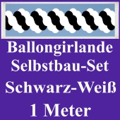 Girlande aus Luftballons, Ballongirlande Selbstbau-Set, Schwarz-Weiß, 1 Meter