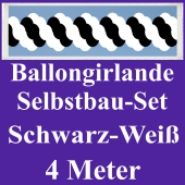 Girlande aus Luftballons, Ballongirlande Selbstbau-Set, Schwarz-Weiß, 4 Meter