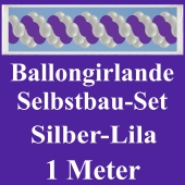 Girlande aus Luftballons, Ballongirlande Selbstbau-Set, Silber-Lila, 1 Meter