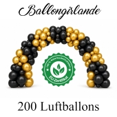 Ballongirlande Schwarz Gold