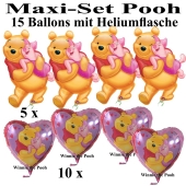 Ballons Helium Set Maxi Winnie the Pooh, Pu Bär, Kindergeburtstag