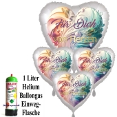 Mini Ballons Helium Set Valentinstag "für dich von herzen"