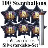 Ballons und Helium Set Silvester, 100 Sternballons 2022 - Champagner und Feuerwerk