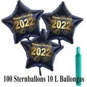 Ballons und Helium Set Silvester, 100 Sternballons 2022 - Feuerwerk