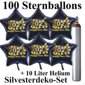 Ballons und Helium Set Silvester, 100 Sternballons 2023 - Happy New Year