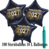 Ballons und Helium Set Silvester, 100 Sternballons 2027 - Feuerwerk