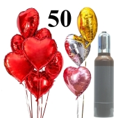 Ballons Helium Set 50 Herzballons aus Folie