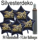 Ballons und Helium Set Silvester, 50 Sternballons 2027 - Happy New Year