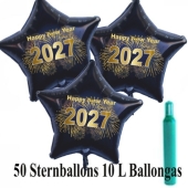 Ballons und Helium Set Silvester, 50 Sternballons 2027 - Feuerwerk
