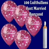 Ballons-Helium-Set-100-Luftballons-Just-Married-Burgund-und-10-Liter-Helium-Ballongasflasche-zur-Hochzeit