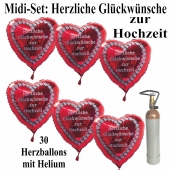 Ballons Helium Midi Set: Herzliche Glückwünsche zur Hochzeit