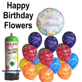 Ballons Helium Set kindergeburtstag, Happy Birthday Flowers