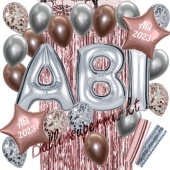 Dekorations-Set mit Ballons zum Abitur 2022 in Silber und Rosegold mit Chromglanz, 26 Teile