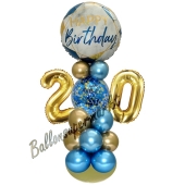 LED Ballondeko zum 20. Geburtstag in Blau und Gold